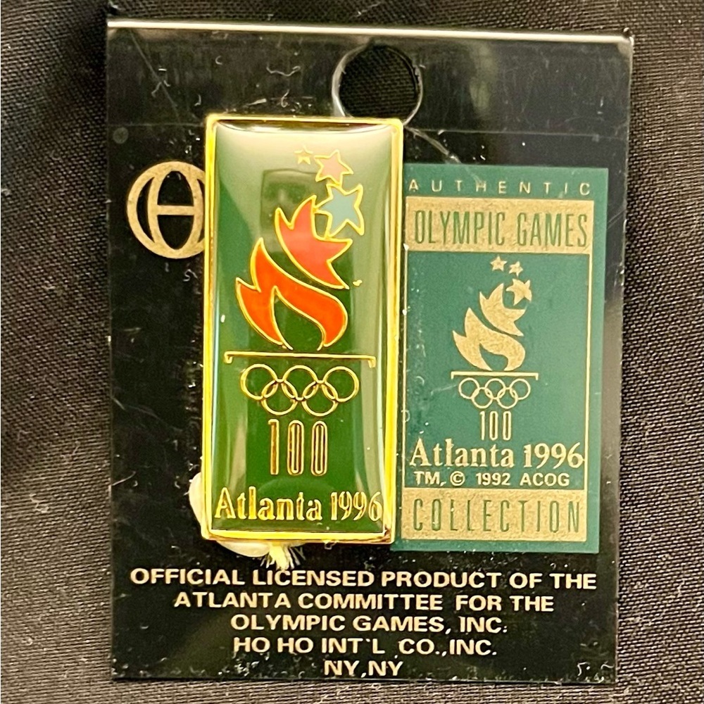 Vintage 1996 Atlanta Olympic Games Pin Official Licensed Gold Green Logo New